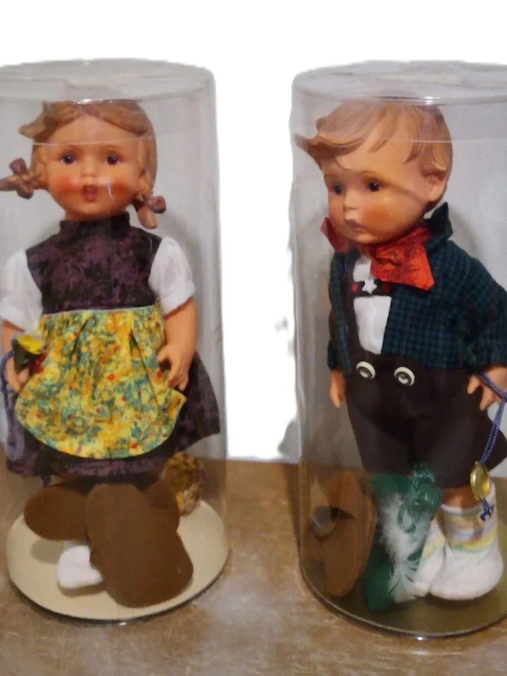 Girl and boy Gobel dolls in original containers